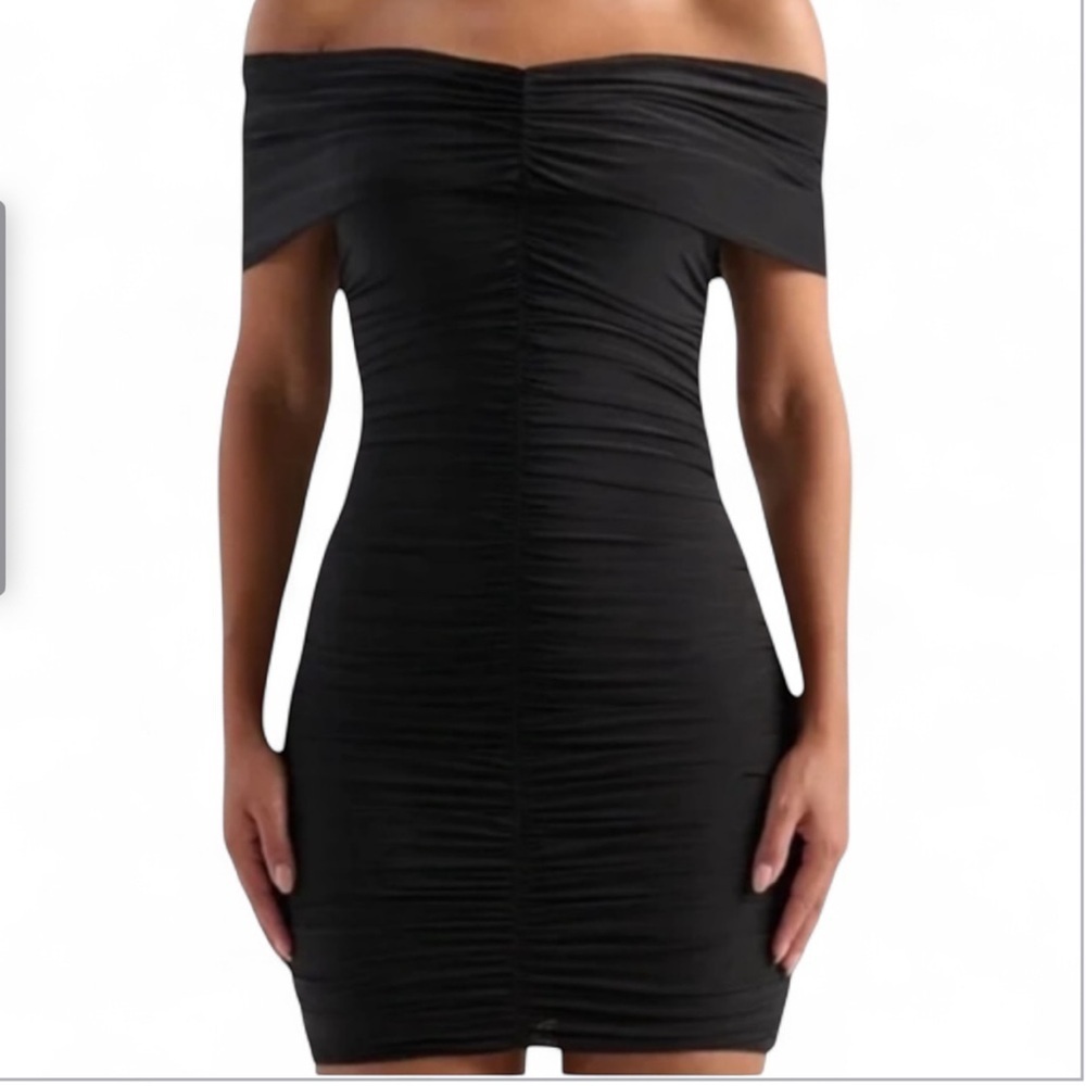 Hourglass Ruched Fold Over Off Shoulder BodyCon Compression Dress Size XLarge